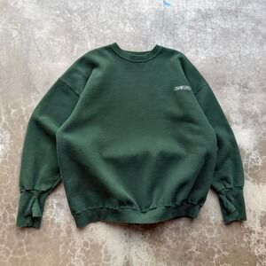 Handcuffs Sweatshirt Mens 2XL Green Fleece Crewneck Pullover Logo Thumbhole